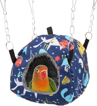 Wontee Bird Plush Hammock Parrot Hanging Snuggle Cave Happy Hut Tent - S / Blue Cat