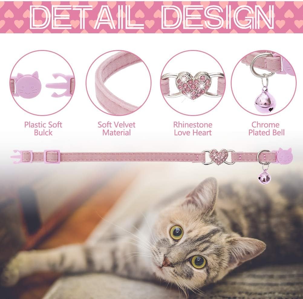 BINGPET Halloween Cat Collar Breakaway - Heart (Pink + Purple) - image 3
