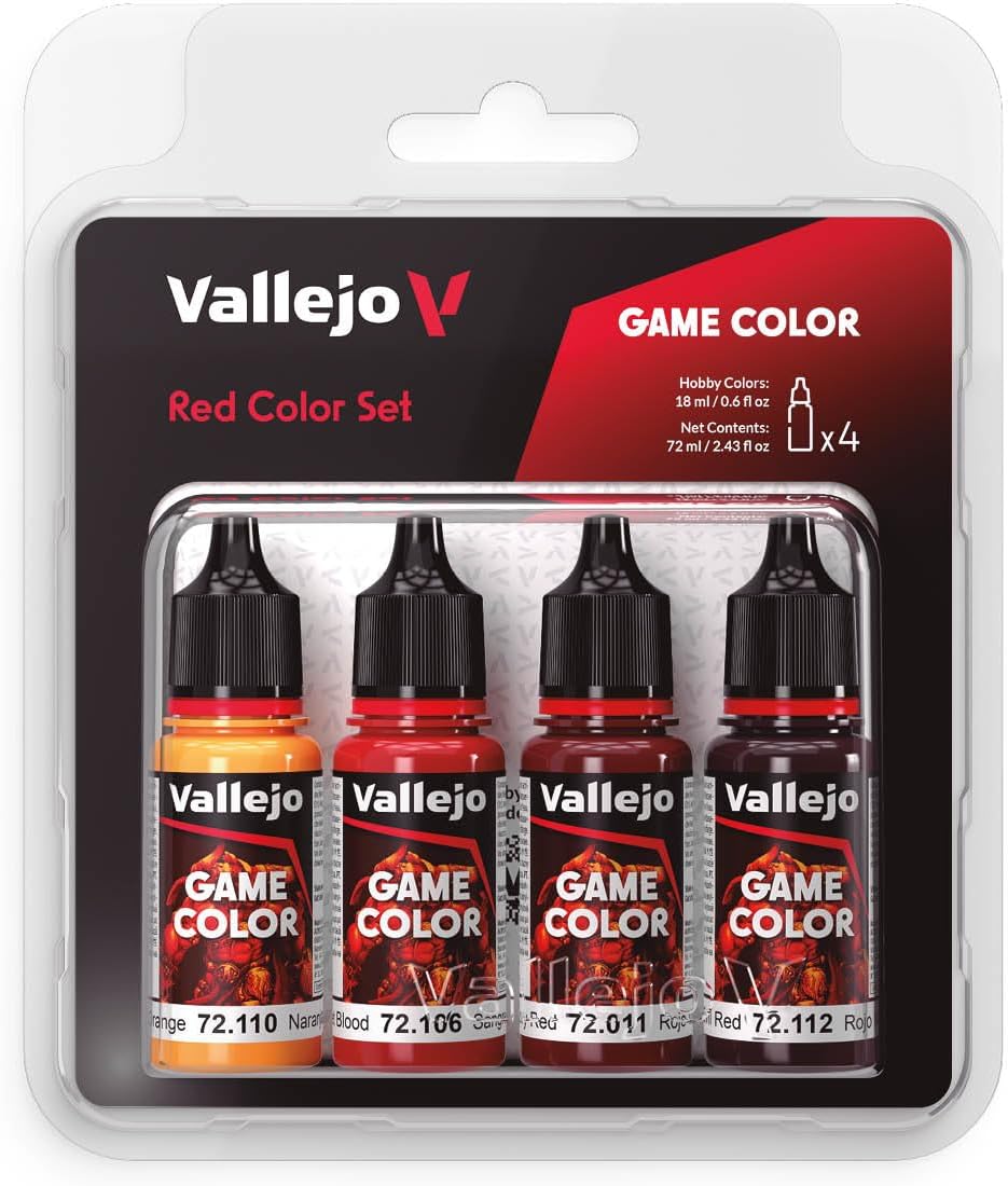Vallejo, Game Color, 4 Bottles x 0.6 fl.oz. - Red Color Set