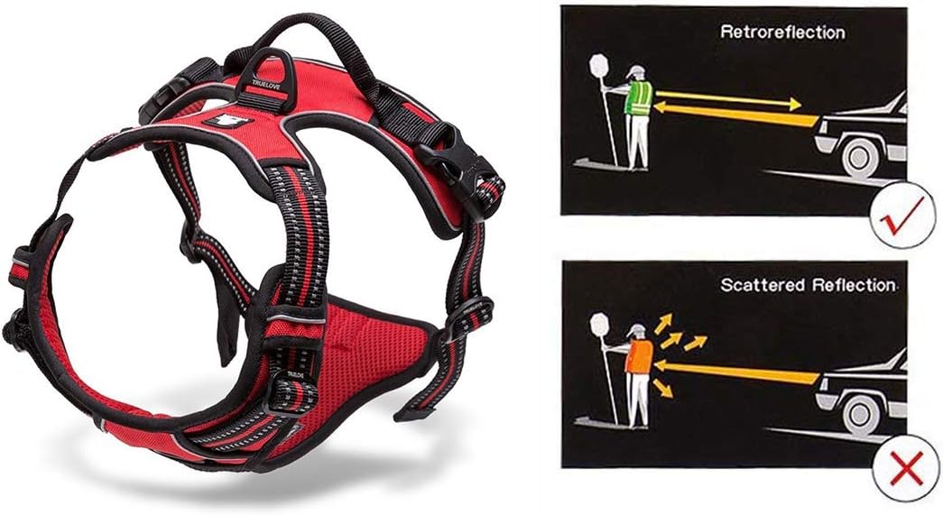 Truelove No Pull Dog Harness with Easy Control Handle and 2 Leash - X-Small / Red - image 3