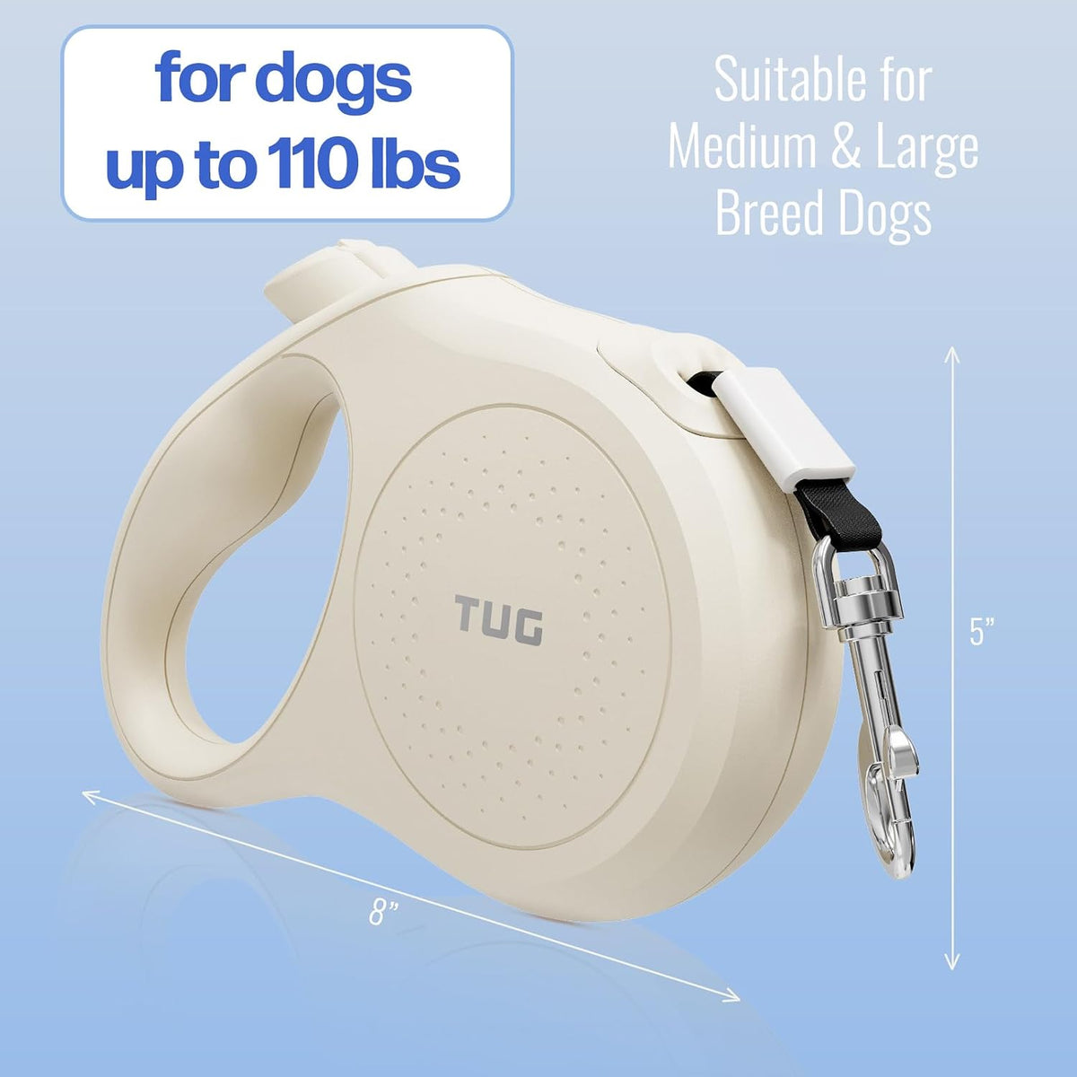 TUG Quest Retractable Dog Leash, 360° Tangle-Free - Cream / Large - image 4