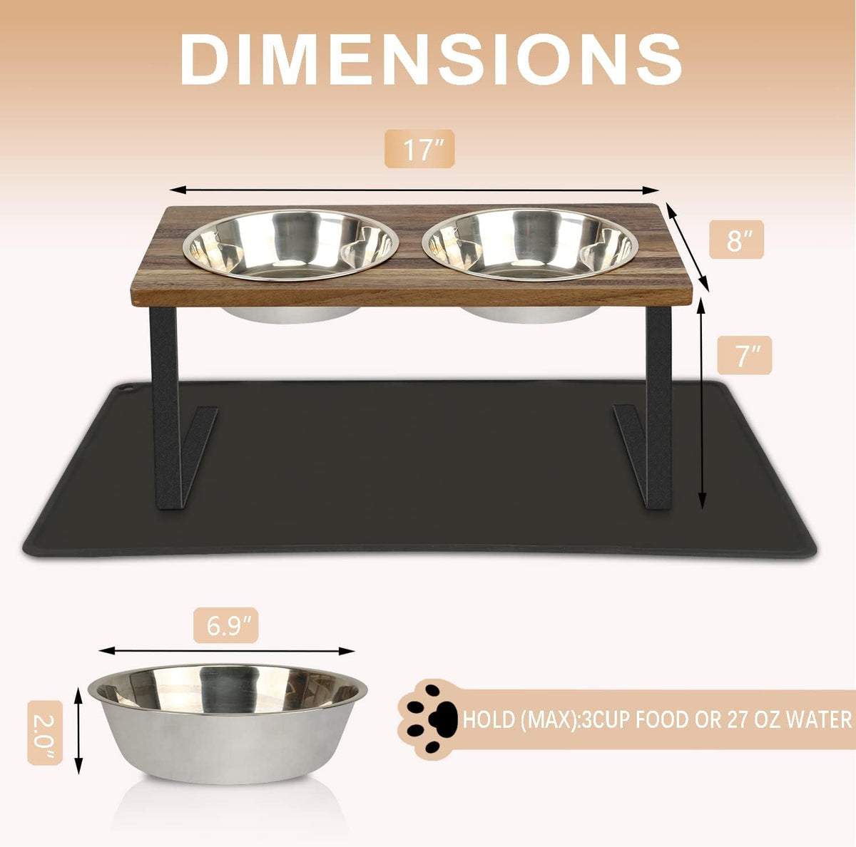 Aivituvin Elevated Dog Bowls, 15°Tilted Raised Cat Food Bowl - Medium - image 2