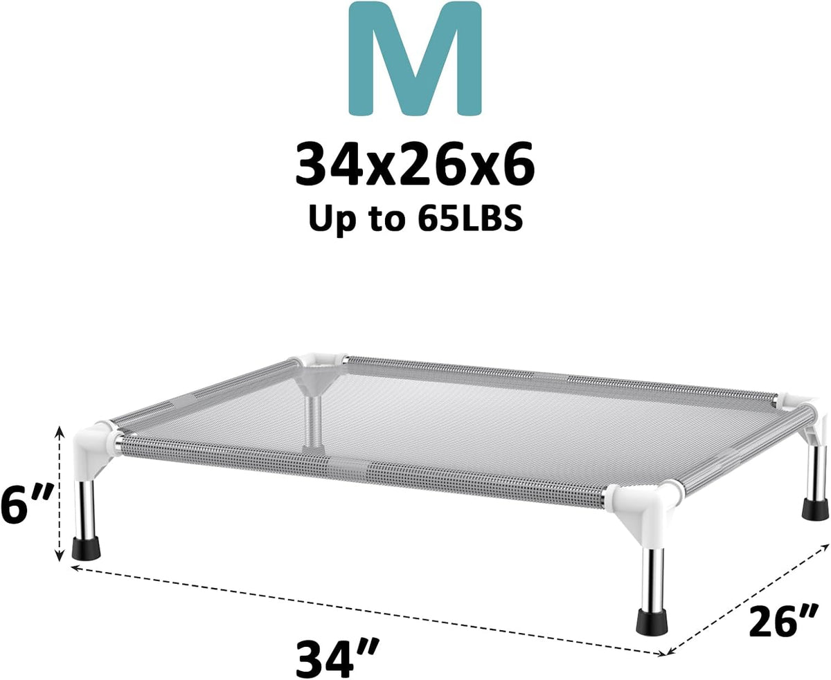 Elevated Dog Bed with Teslin Cooling Fabric, Lightweight Dog Cot - M-Gray - image 3