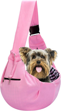 Adjustable Dog Sling Carrier with Pocket - Pink