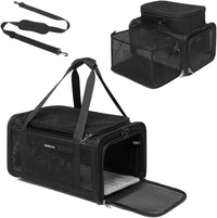 Airline Approved Pet Carrier for Cats and Small Dogs - black / 23.0"L x 12.0"W x 12.5"H