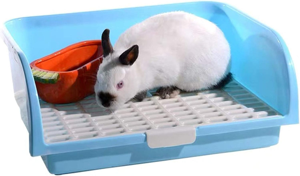Large Rabbit Litter Box Corner Bedding Box Chinchilla Toilet Trainer - BLUE