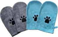Penny & Niko Microfiber Pet Towel Mitts - Standard - 4 pack / Sky Blue/Gray