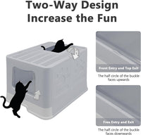 XL Foldable Cat Litter Box with Lid, Jumbo Enclosed Potty - Grey / X-Large - image 3