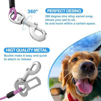 Dog Seat Belt Harness for Car,Dog Seatbelt of Coated Wire Leash Safety Restraint,No Chew Tether Cable Vehicle,Double Clips & Latch(Purple, 16 inch/40 CM)
