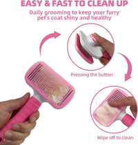 Bath Grooming Kit for Pets, Hair Brush Set with Towel - 6-Pink - image 3