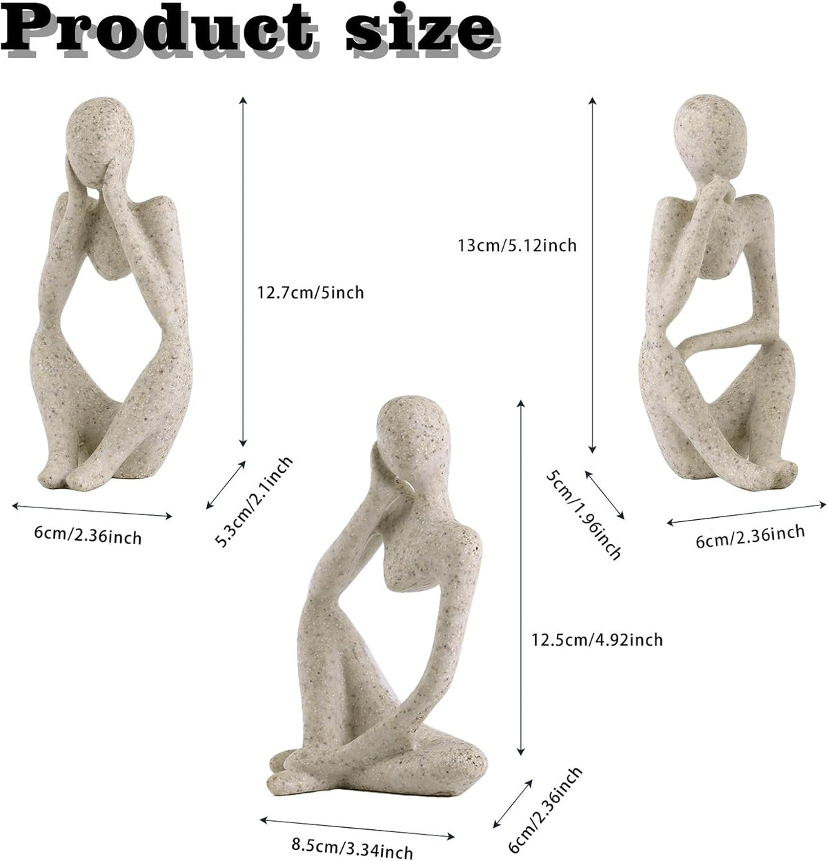 Minimalist Thinker Statue, Fish Tank Decor - 3 Pcs Thinker Statue - image 3