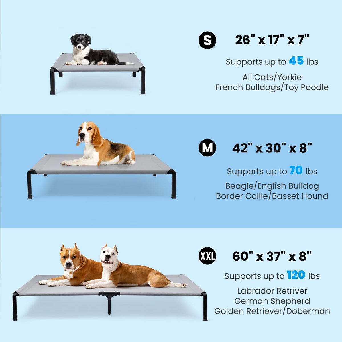 Elevated Dog Bed, Cooling Raised Pet Cot with Chew Proof Mesh Fabric and Steel Frame, Portable Dog - image 2