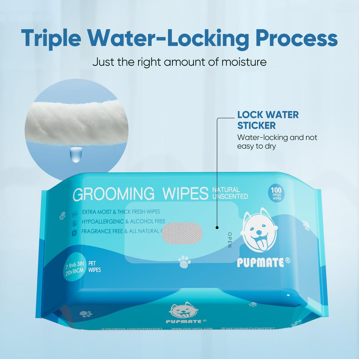 Pet Wipes for Dogs & Cats - Natural / 3 Packs-300 counts - image 3