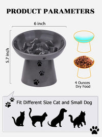 Y YHY Slow Feeder Cat Bowl, Ceramic Cat Slow Feeder Bowl - Grey - image 3