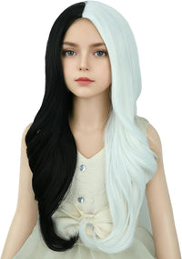 DUDUWIG long black wavy curly middle part wig for kids with wig cap - view 12