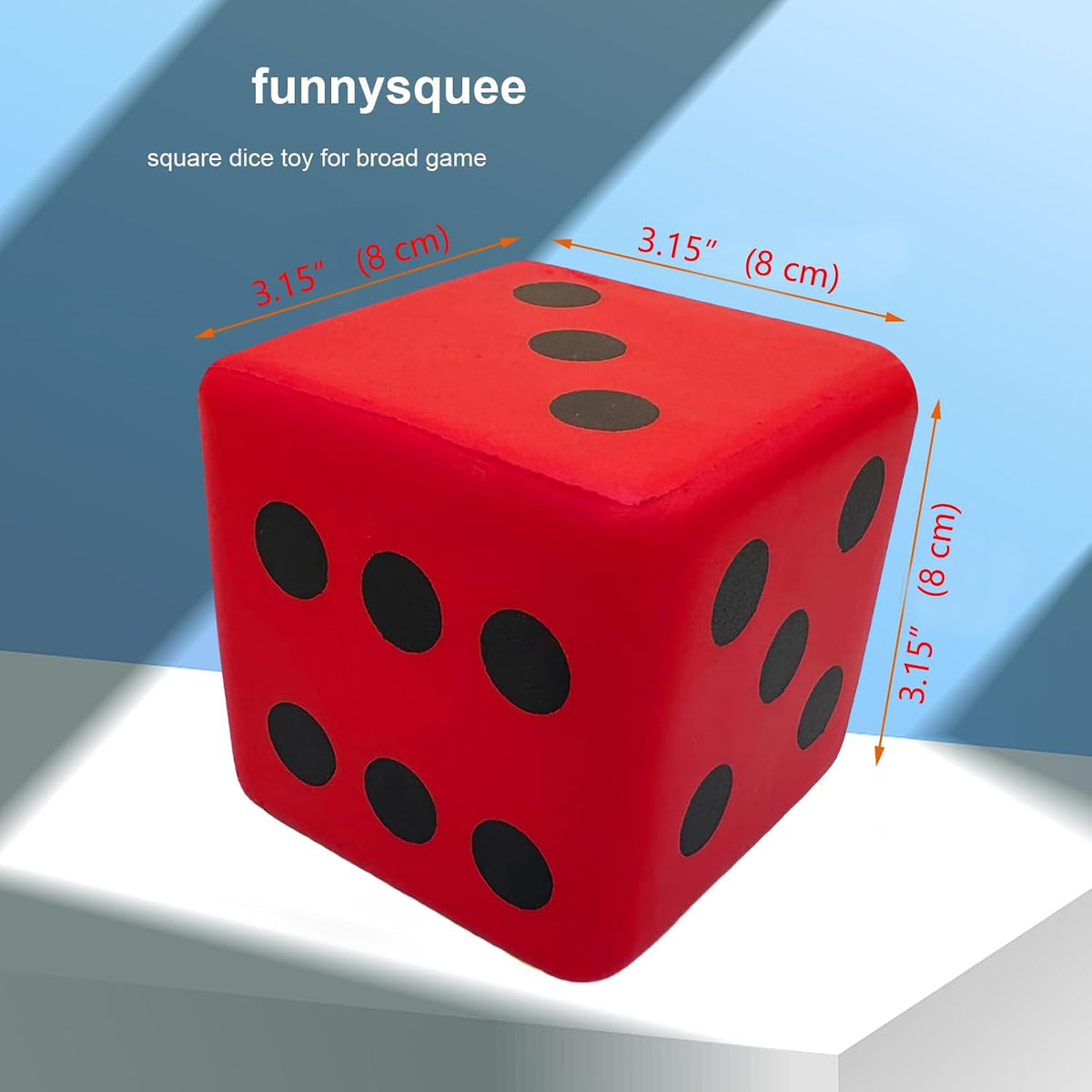 funnysquee 3.15 inch foam dice toy with large numbers, Fortunate Red - view 11