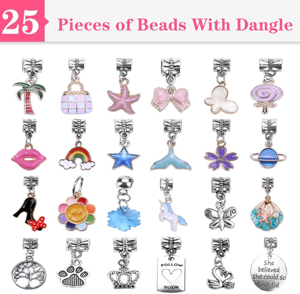VICTLOV Charm Bracelet Making Kit, DIY Craft for Girls - Pink 126 Pieces - image 3