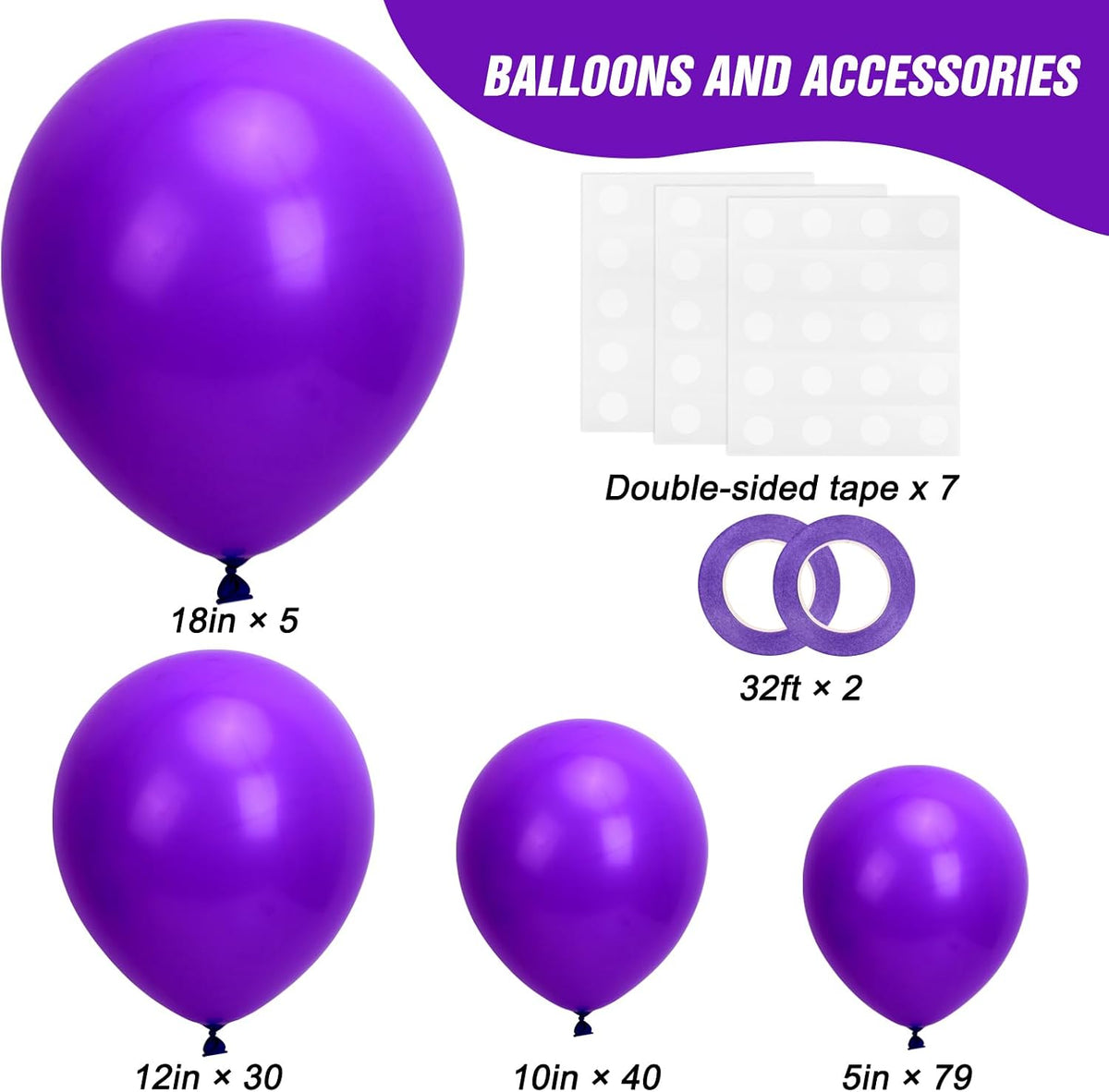 RUBFAC Balloons Black Balloon Arch for Black Birthday Decorations - Dark Purple - image 2