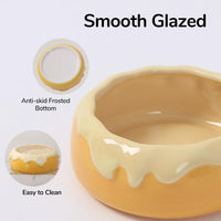 Guinea Pig Food Bowl Hamster Ceramic Water Dish Anti-Spill & Prevent - Honey Orange - image 3