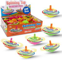 LED Flashing Spinning Tops for Kids - Classic - 100 Piece