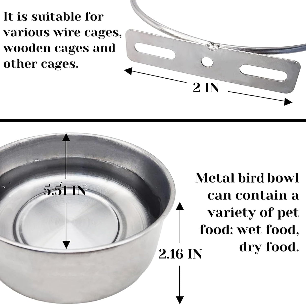 PINVNBY Parrot Feeding Cups Birds Food Dish Stainless Steel Parrot - Three screws / L - image 2