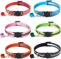 6 pack of reflective nylon cat collars with colored bells