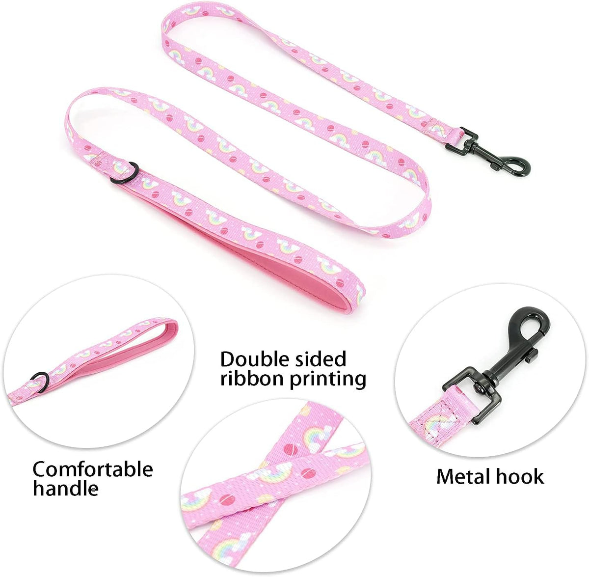 Dog Cat Harness and Leash Set - Rainbow / M (Neck 13.4"-16.5"; Chest 17.7"-23") - image 4