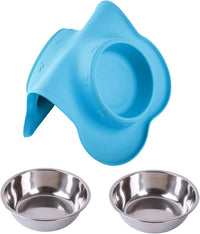 Hubulk Pet Dog Bowls 2 Stainless Steel Dog Bowl with No Spill - Turquoise / Large - image 4