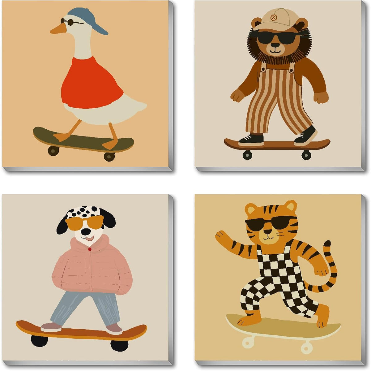 FQOVKYN 4 pack paint by number kit for kids with cute animal 8x8 canvases - view 3