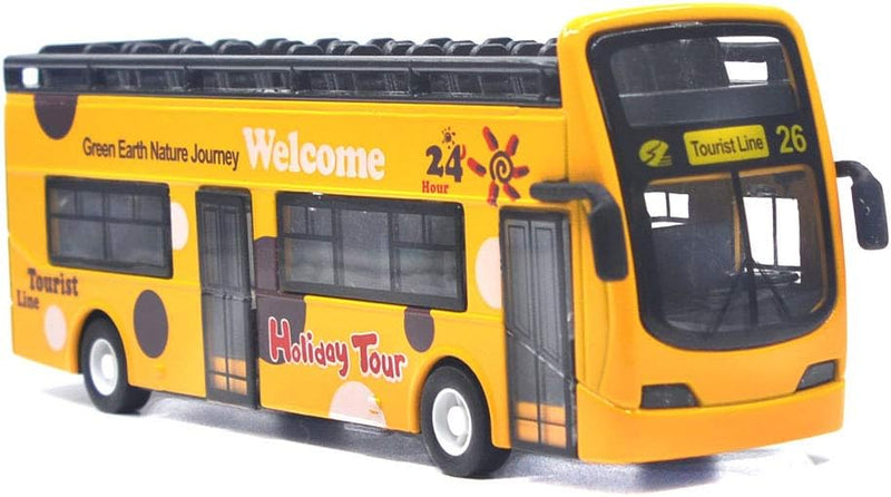 Ailejia red open top double decker sightseeing bus toy with alloy body