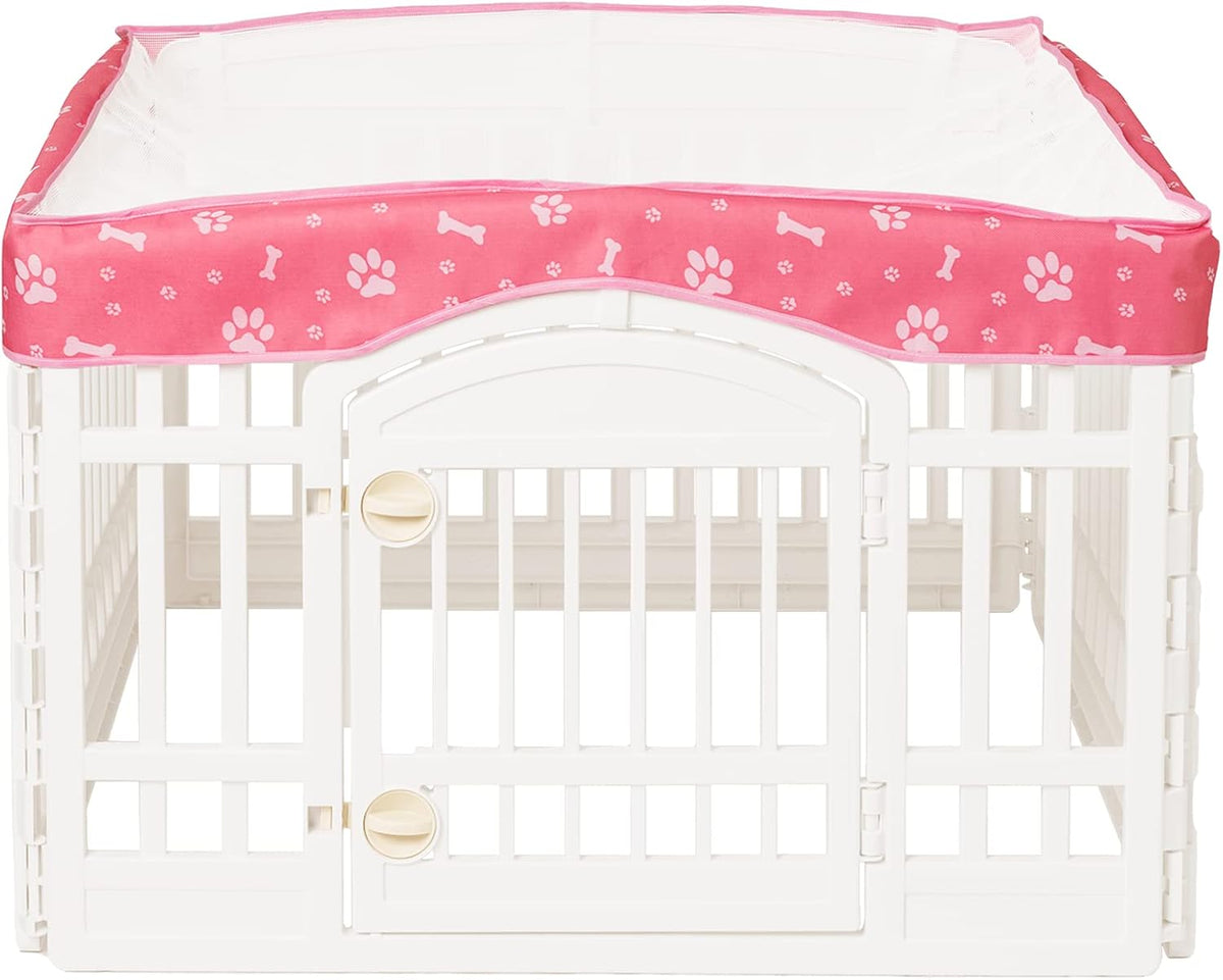 Dog Playpen Mesh Top Cover for 36" Inch Pet Playpen with 4 Panels - Pink