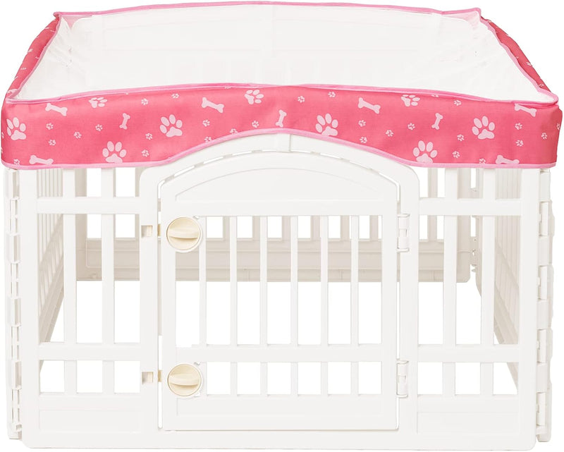 Dog Playpen Mesh Top Cover for 36" Inch Pet Playpen with 4 Panels - Pink