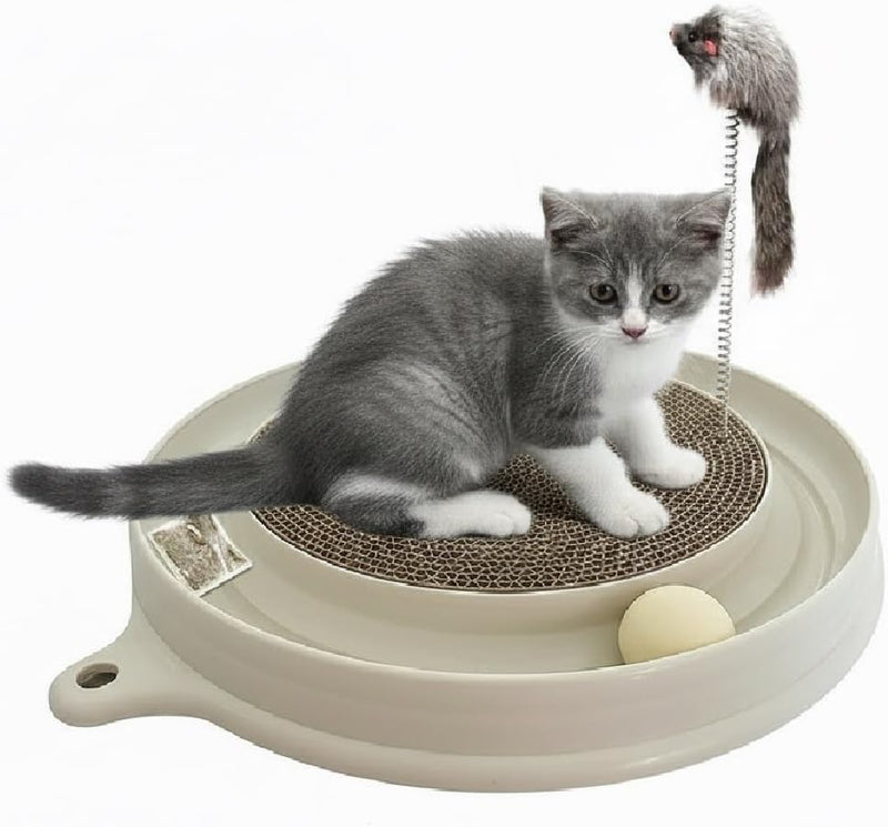 AUOON Cat Scratcher Toy with Ball Track for Indoor Cats and Kittens - Milk Shake
