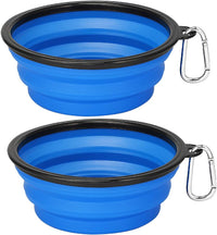 Kytely Large Collapsible Dog Bowls 2 Pack - Blue & Blue