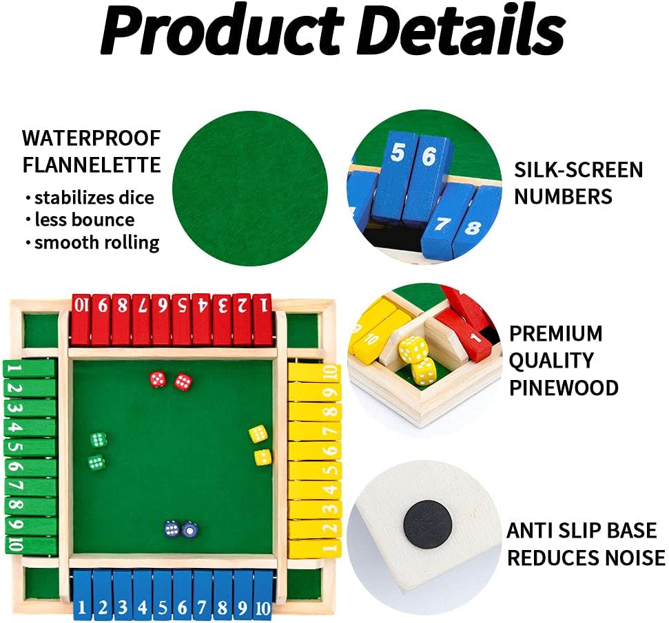 Nicecho Shut The Box Dice Game - 8.74 x 8.74 inches - image 3
