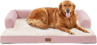 Orthopedic Dog Beds for Extra Large Dogs, Waterproof Dog Beds XLarge, Memory Foam Dogs Couch Beds with Comfy Bolster, Removable Washable Cover and Nonskid Bottom (X-Large,Pink)