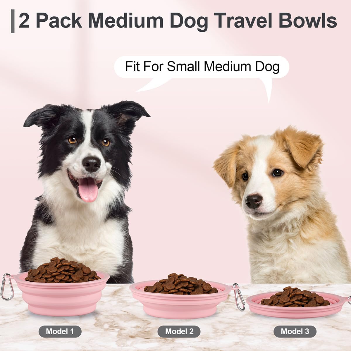 Kytely Collapsible Dog Bowls Medium - Grey & Pink / Medium - image 4