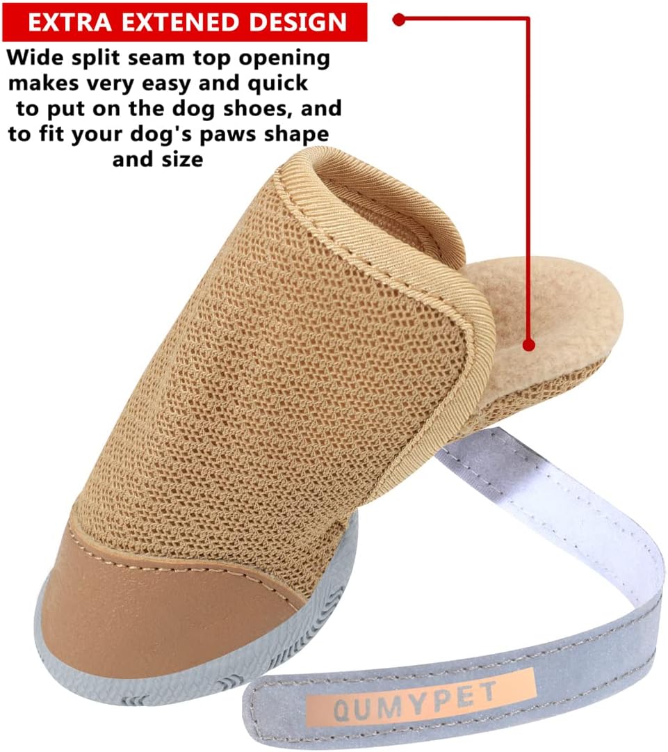 QUMY Dog Shoes for Small Dogs Hot Pavement Puppy Dog Boots & Paw - Khaki / size 1: 1.29"x0.98"(L*W) - image 3