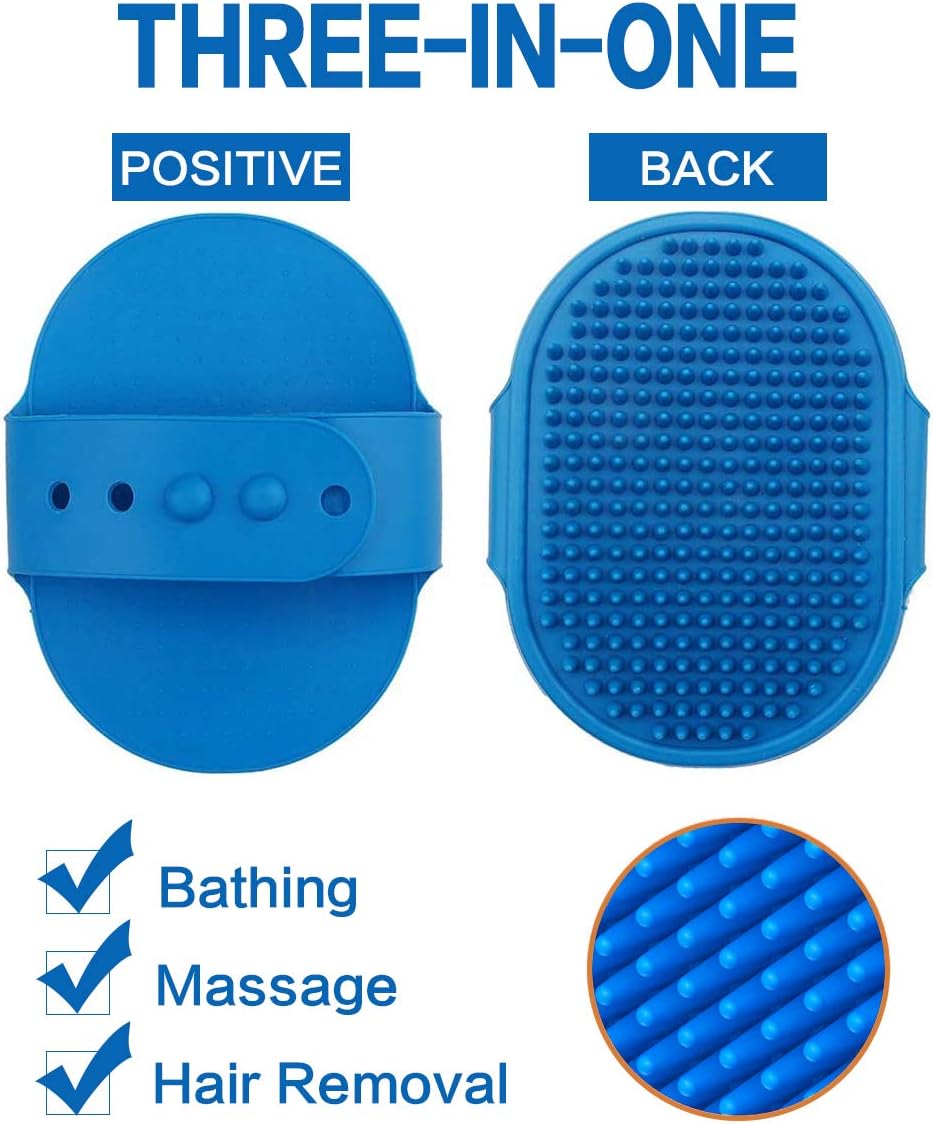 Dog Bath Brush Pet Bath Comb Brush Soothing Massage Rubber Comb 2pcs - image 3