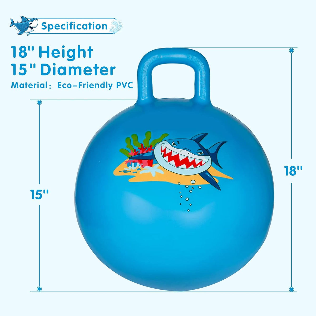 INPANY Bouncy Ball with Handle - Blue Shark - image 3