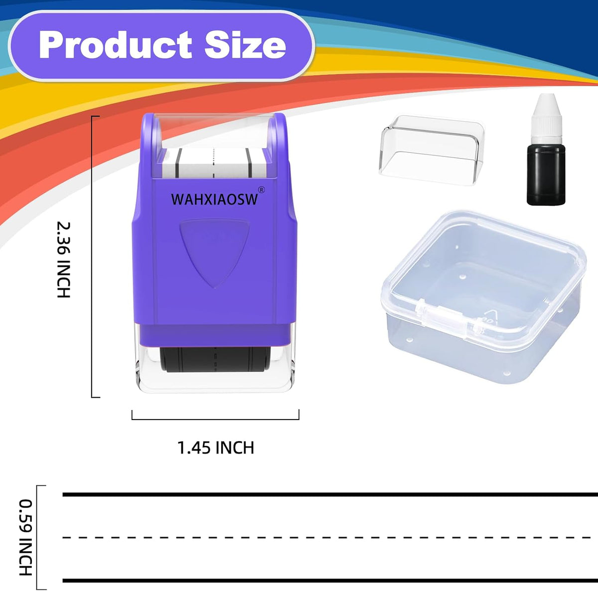 Handwriting Lines Stamp Roller Self-Inking Line Rolling Stamps - Purple - image 2