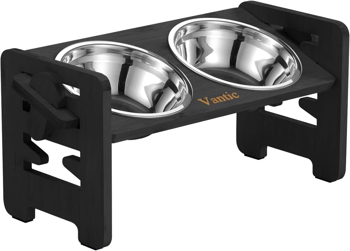 Elevated Dog Bowls, Raised Dog Bowl Stand Adjustable Small - Black / Small / Without Mat