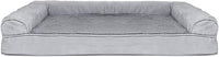 Furhaven Cooling Gel Dog Bed for Large Dogs w/ Removable Bolsters & Washable Cover, For Dogs Up to 95 lbs - Plush & Suede Sofa - Gray, Jumbo/XL