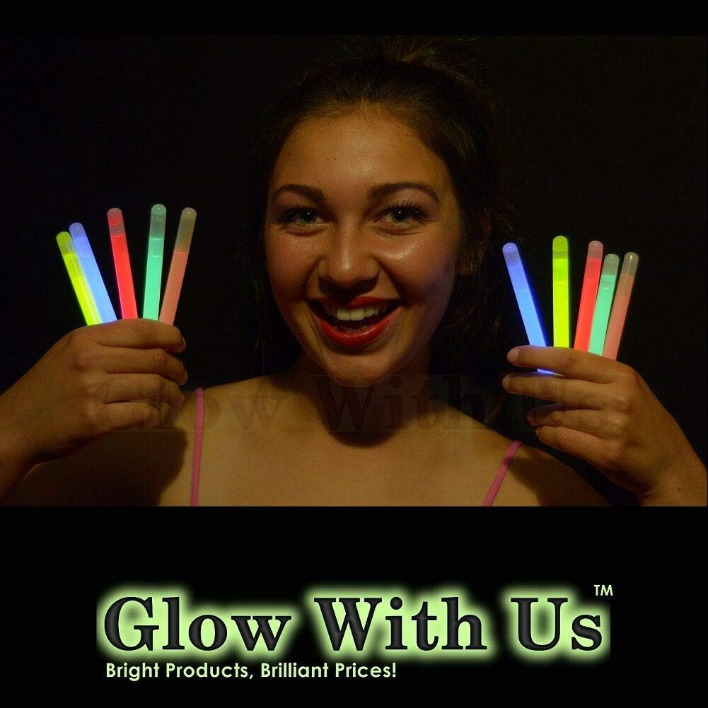 Glow With Us 50 pack of 4 inch orange glow sticks with necklace strings - view 5