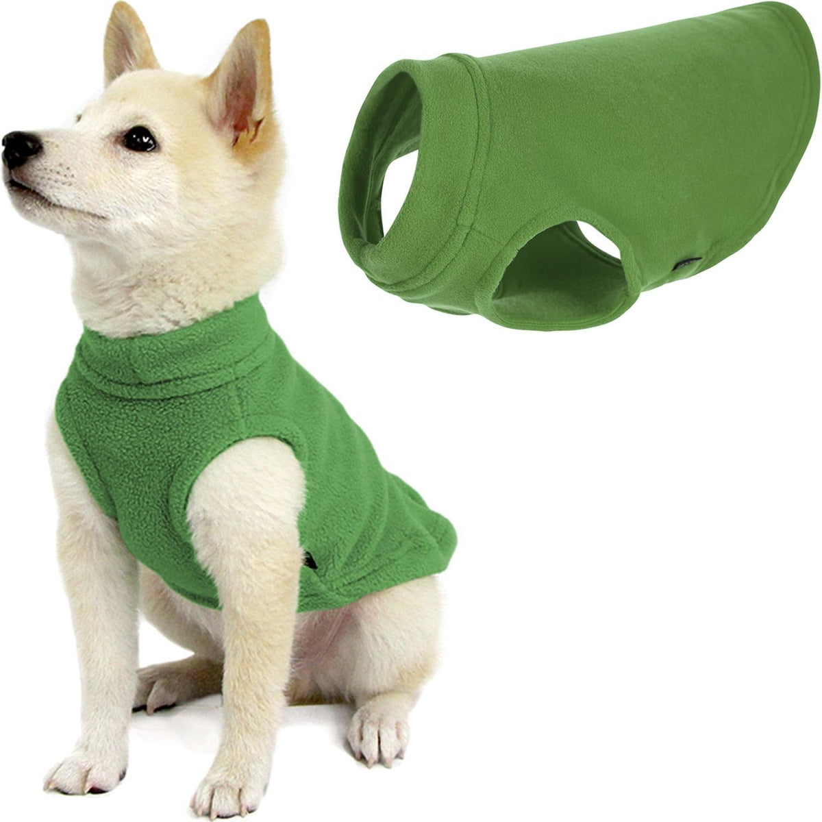 Gooby Stretch Fleece Vest Dog Sweater - Small Length (9") / Grass Green
