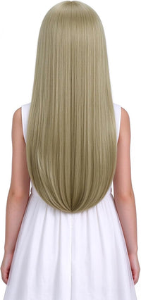 WAVELNM kids long straight black wig with hot pink highlights and bangs - view 16