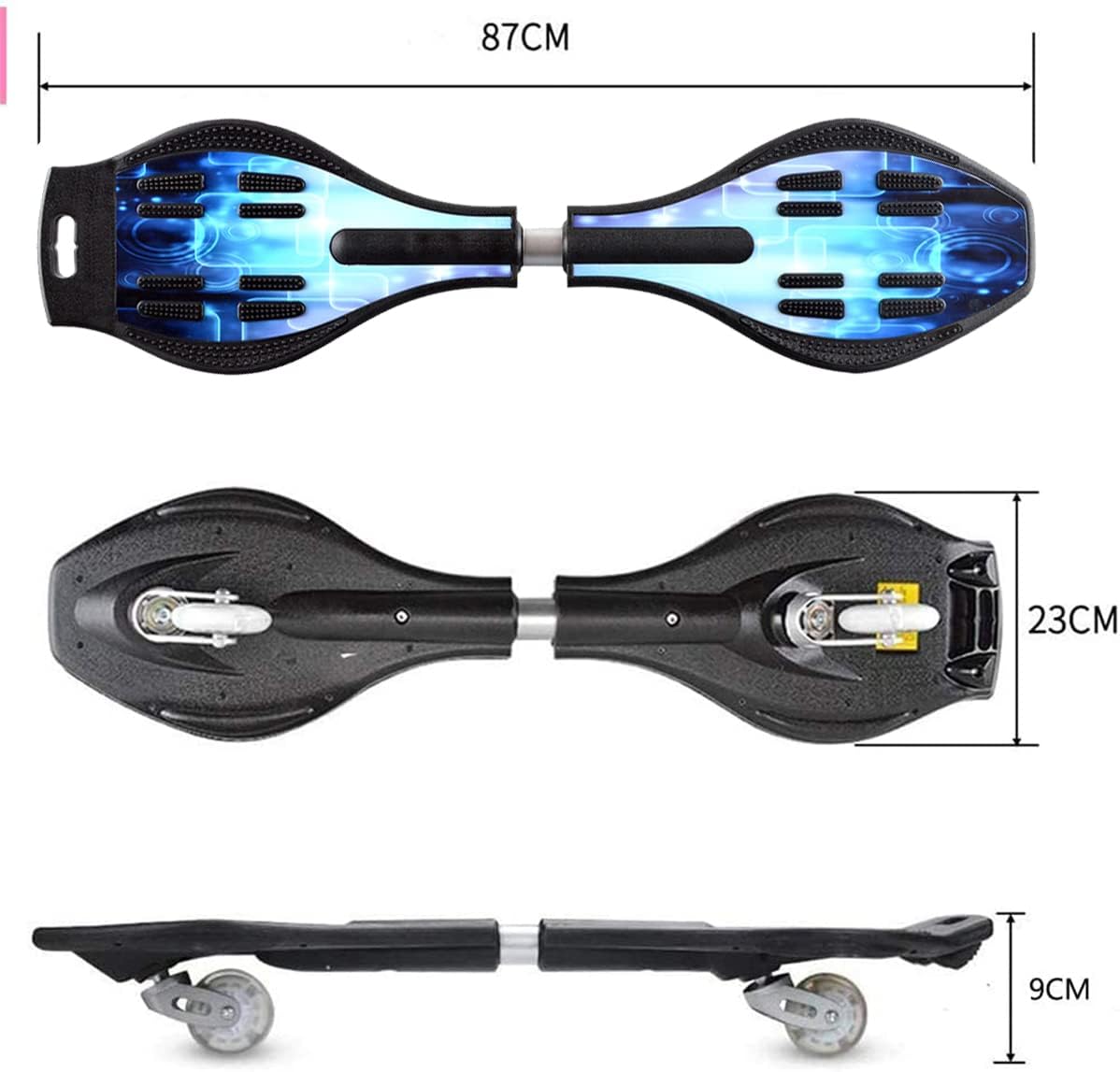 Sumeber waveboard caster board for kids and teens with two light up LED wheels - view 8