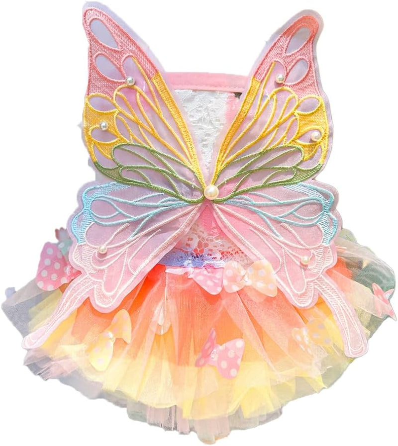 Dog Rainbow Butterfly Princess Dress Summer Thin - XL