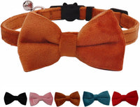 Cat Collar Breakaway with Bell and Removable Bow Tie Safety Buckle - Brown