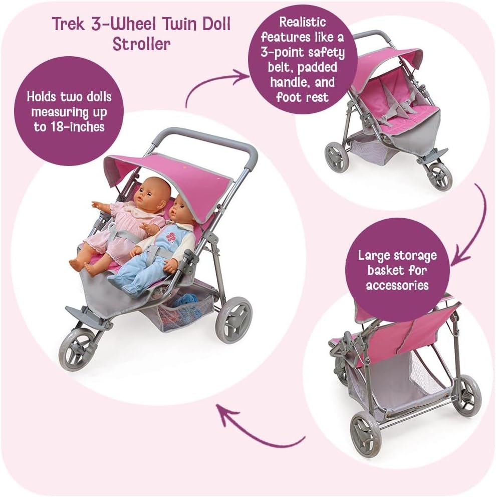 Badger Basket Folding Twin Doll Jogging Stroller with Basket - image 2